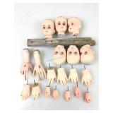 Signed MER Handpainted Bisque Doll Heads w/