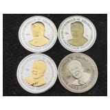 4 Ronald Reagan Double Eagle Coins, Silver Plated