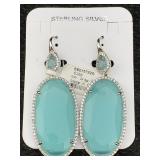 Sterling Silver Earrings, Dyed Cz Stone, Tw 24.7g,