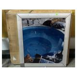 Metal light up pool sign, approx 23x28in