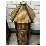 Bamboo side table w/4 drawers, approx 34in tall