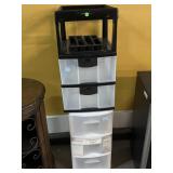 2 White & Black Plastic cabinets, approx 26in tall