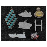 7 Sterling Silver Pendants, Tw 17.4g, Sz 1ï¿½in Tall