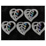 5 Sterling Silver Heart Pendants, Tw 18.5g, Sz 1in