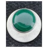 Sterling Silver Pendant W/malachite, Tw 17.6g, Sz