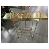Metal Brass rolling rack w/mismatch shelves,