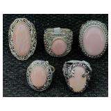 5 Sterling Silver Rings W/gemstones, Tw 48.5g, Sz