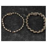 2 Sterling Silver Bracelets, Tw 35.6g, Sz 7in Long