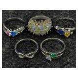 5 Sterling Silver Rings, Tw 19.6g, Sz 6, 7 & 8