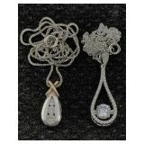 2 Sterling Silver Necklaces W/pendants, Tw 7.1g,