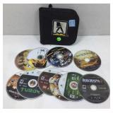 Assorted Console Video Game Disks in Holder