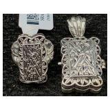 Sterling Silver Matching Ring & Pendant, Tw 27.8g,