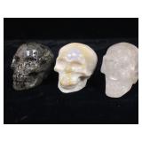 3 - 2in Natural Carved Stone Skulls