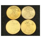 4 Gold-plated Replica Us Liberty Eagle Coins