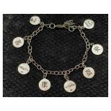 Sterling Silver Charm Bracelet, Tw 12.5g, Sz 7ï¿½in