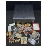 Box Of Fashion Jewelry Incl. Brooches, Earrings &