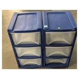 2-Blue plastic cabinet w/drawers, approx 25in