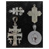 4 Sterling Silver Religious Pendants, Tw 20.5g, Sz
