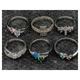 6 Sterling Silver Rings, Tw 17.2g, Sz 6, 7 & 9