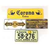 Vtg Metal License Plate Signs and More. 4 Total
