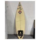 6ft Fiberglass Surfboard with Fins - Signed on
