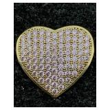 10k Gold Heart Pin W/pink Cz Stones, Tw 1.5g, Sz ï¿½