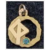 14k Gold Cp Pendant W/gemstone, Tw 2.2g, Sz ï¿½in