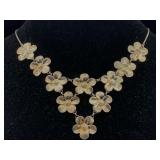 Sterling Silver Flower Necklace, Tw 14.5g, Sz 18in