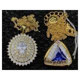 2 Sterling Silver Necklaces W/pendants, Tw 14.3g,