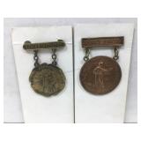 2 Vtg Boxing Pins. First Prize Cal. Amateur