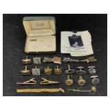 Collection Of Cufflinks, Tie Clips & Cz Stone