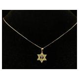 14K Gold Star of David Necklace 3.2g TW - 21 inch
