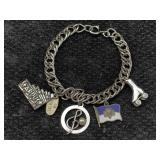 Sterling Silver Charm Bracelet, Tw 24.4g, Sz 7in