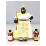 Vtg Black Americana Note Pad Holder & Salt/Pepper