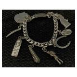 Sterling Silver Bracelet W/charms, Tw 50.6g Sz 7in
