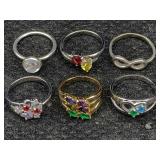6 Sterling Silver Rings, Tw 20.6g, Sz 7, 8 & 9