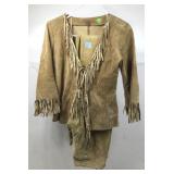 Arden B Suede Fringed Pants Suit. Sz XS/1