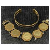 Indian Head Penny Bracelet & Cuff Bracelet, Sz 7in