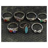 7 Sterling Silver Rings, Tw 18g, Sz 6 & 7