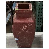 Red composite plant vase, approx 20in tall