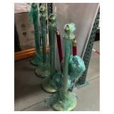 4 metal gold-colored stanchions, approx 39in tall