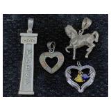 4 Sterling Silver Pendants, Tw 15.6g, Sz 2in Tall