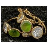 10k Gold Earrings With Green/clear Stones 2.5g Tw