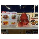 Red Glass Christmas Tree Drink Dispenser, NIB