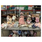 Porcelain Dolls. Tallest Approx 25 inches.
