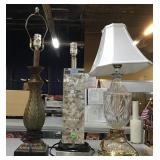 3 Table Lamps. 1 With Shade. Various Styles.
