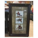 Framed Vertical Polyptych of 3 Watercolor Prints