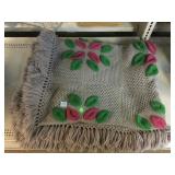 Vintage Knitted Petal Drops Afghan Blanket.