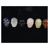 6- 1in Natural Carved Stone Skulls