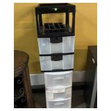 2 White & Black Plastic cabinets, approx 26in tall